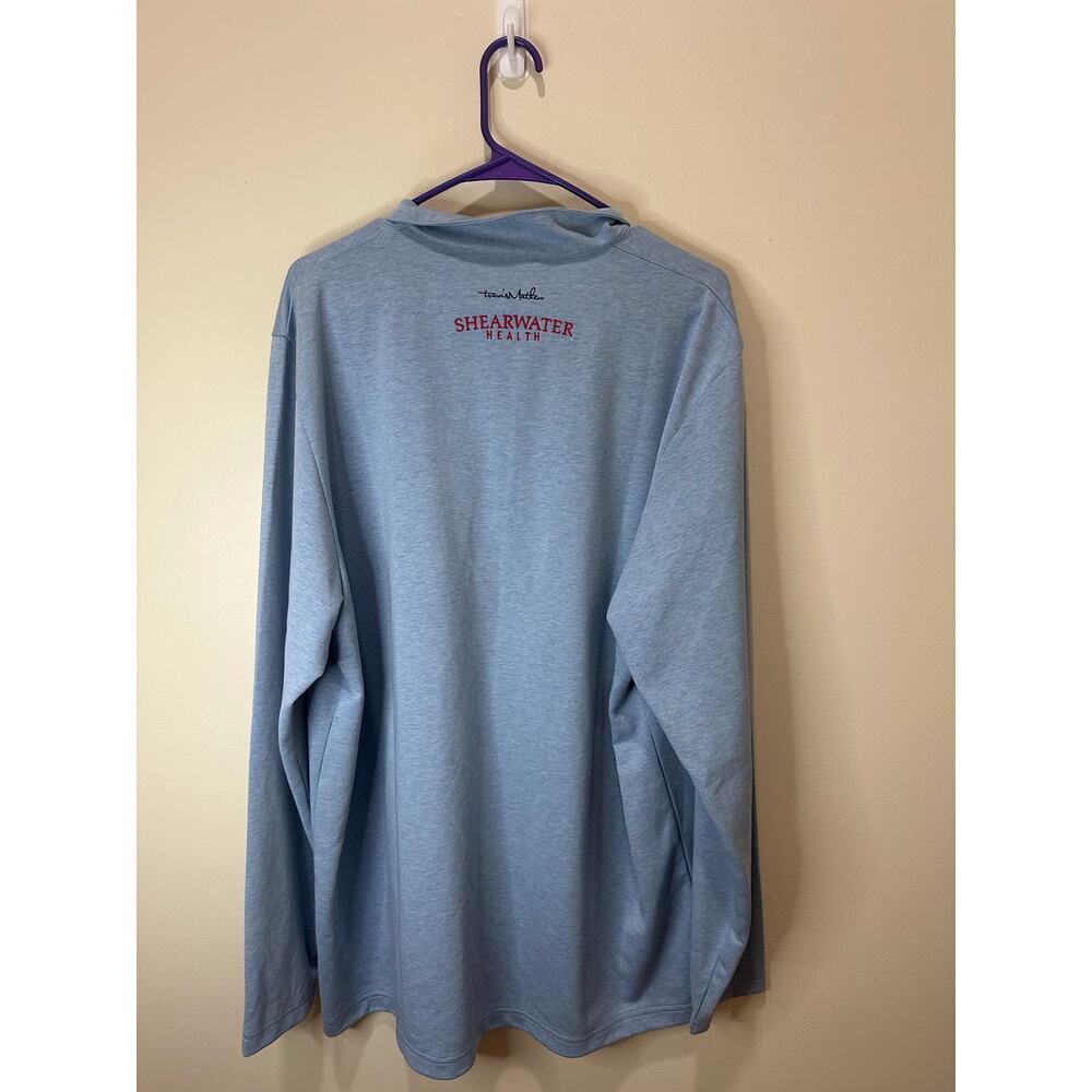 Travis Mathew NWT Coveside 1/4 Zip Blue Sz XXL With Logo Shearwater Health - Picture 5 of 7